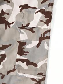 Manfinity Roghcode Men Camo Print Flap Pocket Cargo Pants - Coffee Brown - View 6