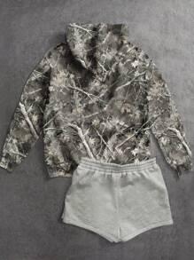 SHEIN EZwear Áo nỉ in họa tiết rằn ri cỡ lớn cho nữ - Nhiều màu - Xem 2