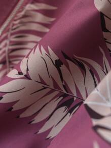 SHEIN Frenchy Plus Size Front Zipper All-Over Print Long Sleeve Jacket, Casual Daily Wear - Multicolor - View 5