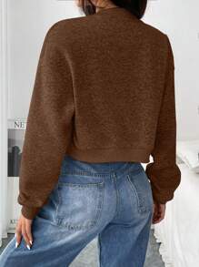 Chiquease Button Front Long Sleeve Crop Casual Jacket For Women, Minimalist American Style