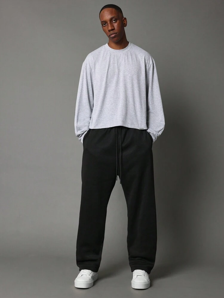 Cropped Long Sleeve Crew Neck Tee