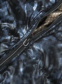 Manfinity Homme Cappotto imbottito casual con cappuccio, colletto con cerniera, maniche lunghe, con stampa Tintura a nodi, da uomo, adatto per l inverno