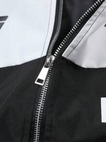 Manfinity EMRG Chaqueta casual de manga larga con estampado de letras y color contrastante para hombre, ideal para otoño