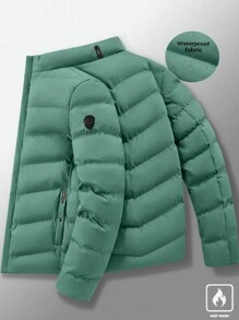 Manfinity Homme Men Loose Fit Winter Zip Up Stand Collar Padded Coat