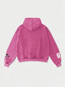 ROMWE MEN Street Life sweat-shirt à capuche vintage style de rue avec graphique de voiture de course pour hommes