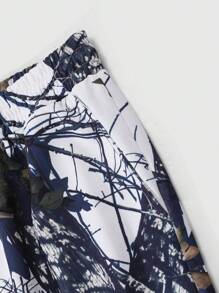 Manfinity Streetrush Pantalones deportivos casuales para hombres con gráfico impreso de rama, cintura con cordón, regalos para novio, regalos de Navidad, pantalones anchos y holgados de estilo urbano con bloques de colores, para el esposo