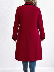 Abrigo con bolsillos y doble botonadura en color liso, talla grande, para otoño/invierno