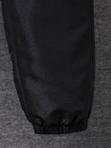 SHEIN Boys Teenagers Casual Contrast Color Hoodie Set - Black - View 3