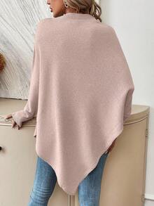 SHEIN LUNE Áo len dài tay thường ngày họa tiết hoa viền bất đối xứng cho nữ - Hồng - Xem 2