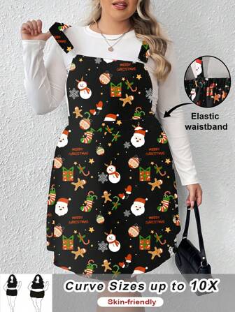 SHEIN CURVE+ Plus Size Women Autumn/Winter Christmas Dress