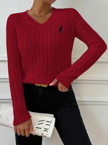 SHEIN LUNE Áo len thêu, rộng rãi, thoải mái, dễ mặc cho nữ - Nhiều màu - Xem 4