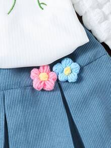 Bộ đồ in hoa tay bỏng ngô dễ thương và vui nhộn cho bé gái, mùa thu/đông - Nhiều màu - Xem 3