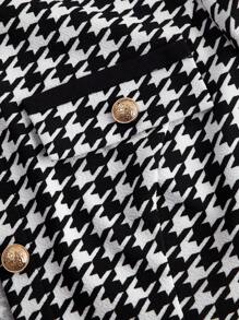 SHEIN MOD 千鸟格复古风格西装外套，配色衣领和袖口，褶皱下摆长裙女士商务套装 - 彩色 - 查看 7