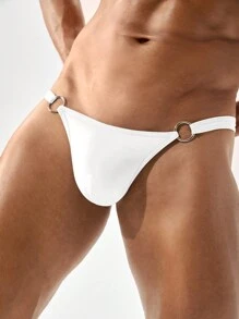 DrisQ Men's Solid Color Ring Connection Sexy G-String Briefs Bridallingerie - White - View 6