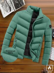 Manfinity Homme Men Loose Fit Winter Zip Up Stand Collar Padded Coat