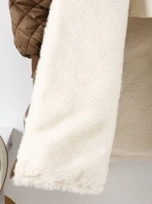 Teen Girls Thickened Plaid Patterned Overcoat, Suitable For Daily Commuting, Casual, School And Gathering, Winter - Khaki - View 4