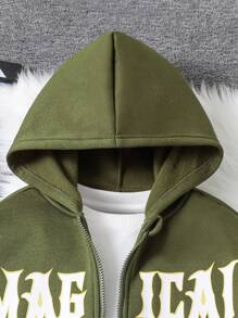 SHEIN Tween Boy Printed Letter Matching Set, Suitable For Autumn/Winter - Green - View 8