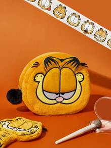 GARFIELD | SHEIN Cartoon Cat Embroidered Plush Makeup Bag - Orange - View 4