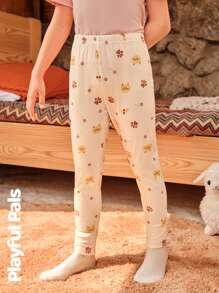 SHEIN 3 Peças Leggings estampadas com Estampas de Animais Fofas/Retrô/Casuais para Meninas Jovens, Adequadas para Uso Interno e Externo, Primavera/Outono/Inverno - Multicolorido - Visão 4