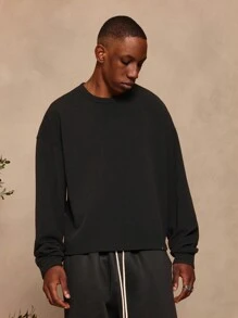SUMWON Premium Essential Waffle Knit Pullover Sweatshirt Athletic Fit Fall Winter Workout Casual Loungewear Activewear