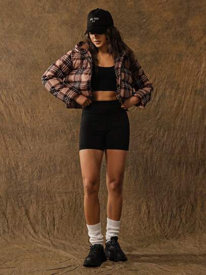 VARSITIE 复古印花高领长袖女士运动冬季外套