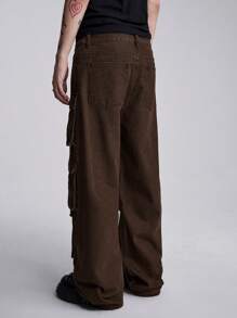 ROMWE MEN Street Life Jeans casual da uomo, in denim, color tinta unita, vestibilità ampia e morbida