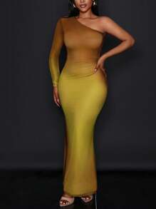 Slaydiva 优雅派对/度假渐变色花卉网眼印花女式长袖连衣裙 - M - 彩色 - 查看 4