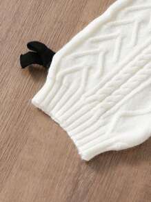 Gestrickter Tween Kleine Mädchen-Cardigan im Stricktrend für Musikfestivals, lässig, bequem, süß, kurz, geeignet für Party, Reise, Picknick, Einkaufen, Schule, Tween Kleine Mädchen Rundhals-Pullover mit 3D-Schleife, Tween Kleine Mädchen Herbst- und Wintermode handgemachter Schleifen-Pullover mit langen Ärmeln, hohem Kragen und kurzer Passform, geeignet für Spät-Herbst und Winter, aufgeblähte Ärmel, süß und niedlich