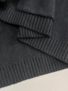 Calvaya Áo len cardigan tay đèn lồng màu đen cỡ lớn, thu đông - màu đen - Xem 7