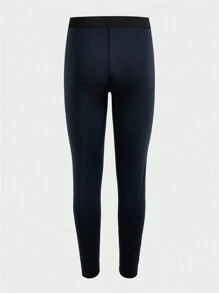 Manfinity Sport Corelite Boyfriend Style Men's Contrast Color Casual Sports Gym Compression Legging Pants - Black - View 2