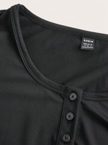SHEIN EZwear 3 件装女士新款黑色 T 恤，多种领口 - 黑色 - 查看 3