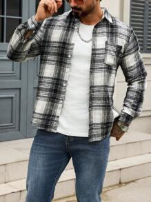 Manfinity Homme 男士格纹印花长袖外套