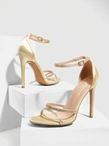 CUCCOO SZL 女士水钻装饰简约高跟凉鞋，休闲日常穿着