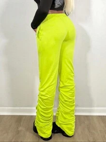 Zolique Women's Autumngreen Jogger Pants With Ruched Hem Fall Cloth For Women - Green - View 3