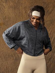 VARSITIE Jesienno-zimowa kurtka z kapturem z długimi rękawami i zamkiem błyskawicznym, damska kurtka sportowa, kurtka do jogi, kurtki do ćwiczeń, kurtka do ćwiczeń Shein Sport Seamluxe, damska kurtka do ćwiczeń