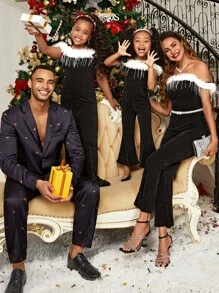 Manfinity VCAY 1pc Men's Slim Fit Casual Everyday Lightweight Embroidered Long Sleeve Blazer, For Fall Winter, Christmas - Black - View 1