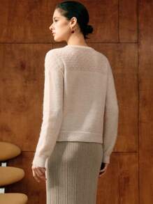 MOTF PREMIUM SOLID POPCORN KNIT YOKE SWEATER - Apricot - View 4