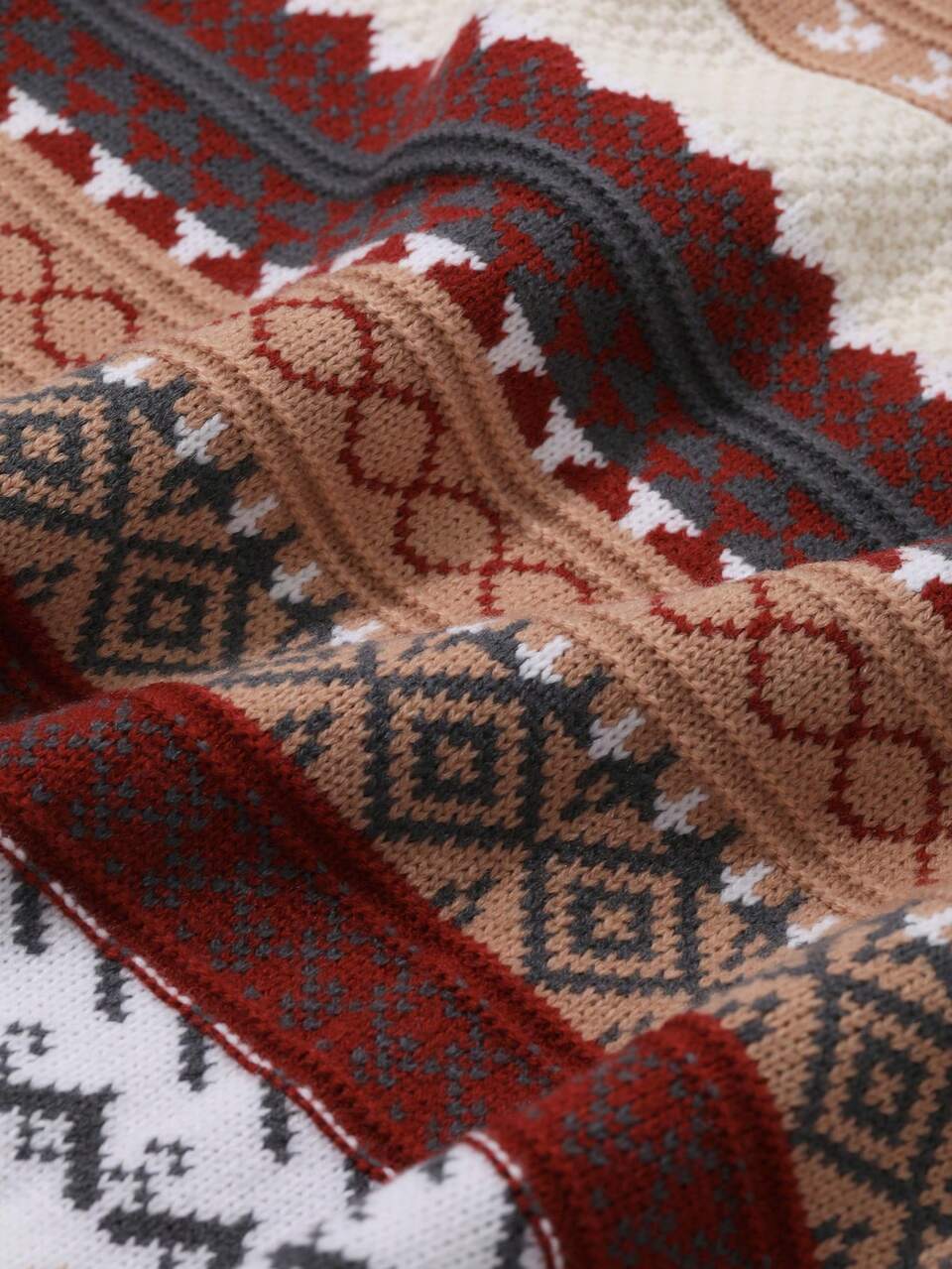 Men's Geo Pattern Casual Knit Sweater, Fall Autumn/Winter, Suitable For Thanksgiving Vacation