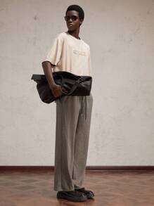 AKNOTIC Business Casual 男士针织长款修身格子中腰直筒休闲裤，适合秋季