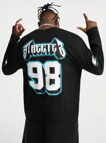 Manfinity VCAY Men's Lightning Print Loose Fit Long Sleeve T-Shirt And Long Pants Set