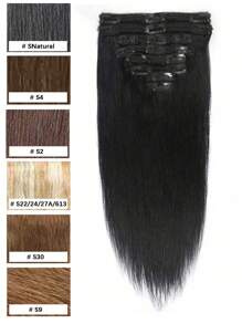 8 Stück gerade Echthaar-Extensions zum Einklipsen, 1B Farbe für den täglichen Gebrauch, einfach zu tragen, Burgunderrot Haarextensions