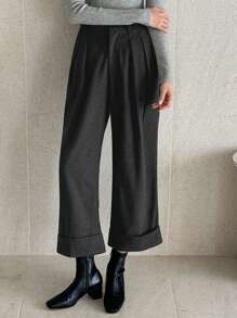 DAZY Women Solid Color Pocketed Casual Drawstring Ankle Length Pants School - Dark Grey - View 5