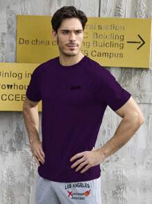 Manfinity Sport Corelite Boyfriend Style Men's Solid Color Round Neck Short Sleeve Sports T-Shirt, Summer