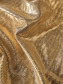 SHEIN Lady Falda dorada Mini falda dorada Falda de sirena dorada elegante para fiesta de Año Nuevo Falda dorada con tela brillante Falda de mujer para Navidad y Año Nuevo - Dorado - Ver 4