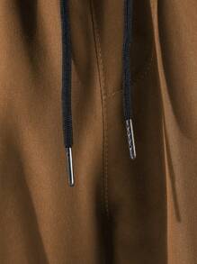 Manfinity Hypemode Quần Cargo cạp rút họa tiết chữ cho nam - Cà phê nâu - Xem 5