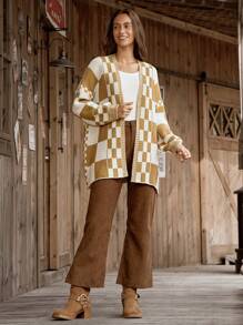 LanaWest لانا ويست كارديجان كنزة فضفاضة رقبة على شكل حرف V بطراز كوري، كنزة تريكو طويلة الأكمام، مناسبة للتجمعات الخارجية والمناسبات العادية، للخريف والشتاء