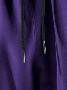 Manfinity Hypemode 宽松男式字母图案印花抽绳工装裤 - 紫色 - 查看 3