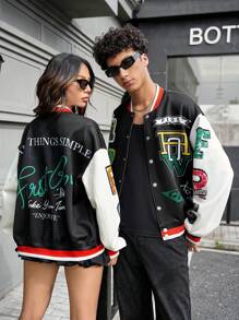 Manfinity Unisex Chaqueta informal de punto con patrón impreso y hombros caídos para hombre, adecuada para salir en otoño. Chaqueta de manga larga con bloques de color gráfica, para regalos a amigos, esposo o novio