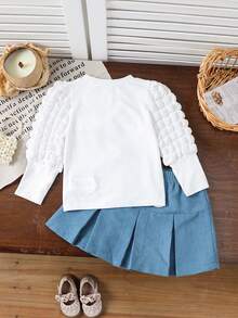 Bộ đồ in hoa tay bỏng ngô dễ thương và vui nhộn cho bé gái, mùa thu/đông - Nhiều màu - Xem 2