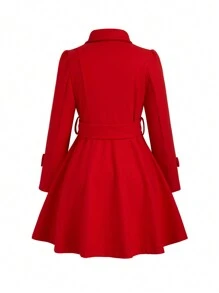Celure Plus Double Breasted Belted Overcoat For New Year Clothes, For Winter - Red - View 2